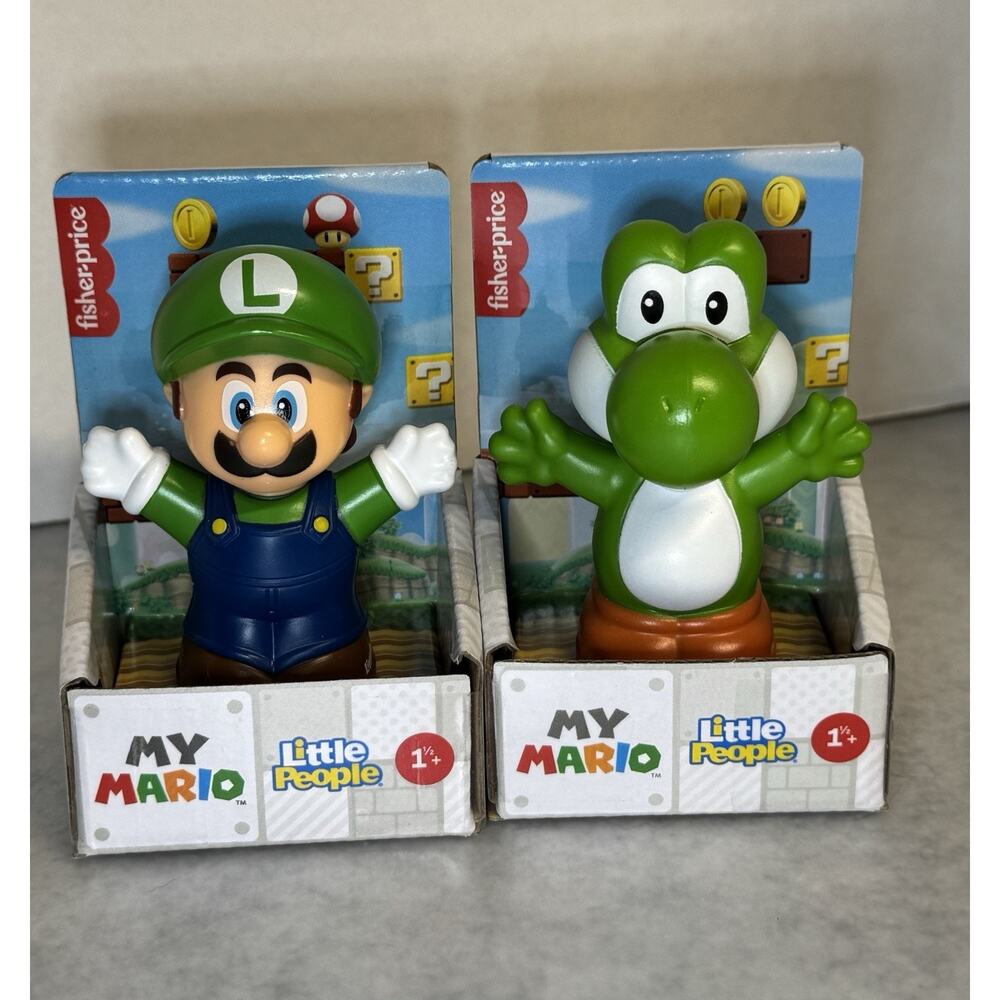 New Fisher Price Little People Super Mario Figures Luigi & YOSHI